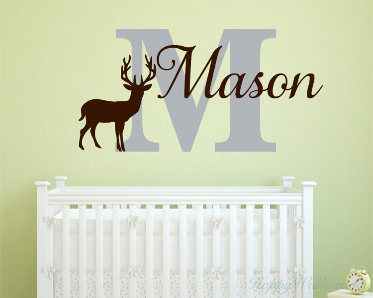 Deer Nursery Name Wall Decal Woodland Nursery Decor Hunting Theme Decor